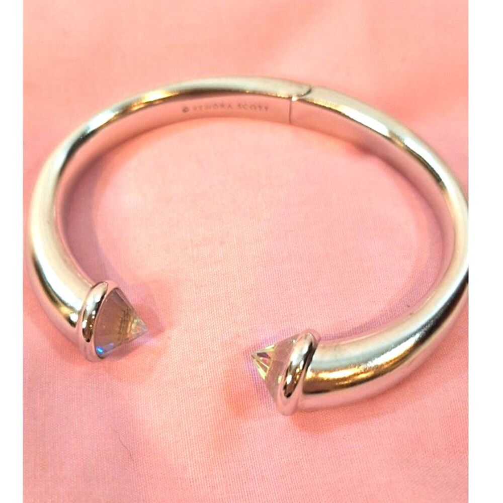Kendra Scott Jolie Hinged Cuff Bracelet Silver Tone  Crystal Point